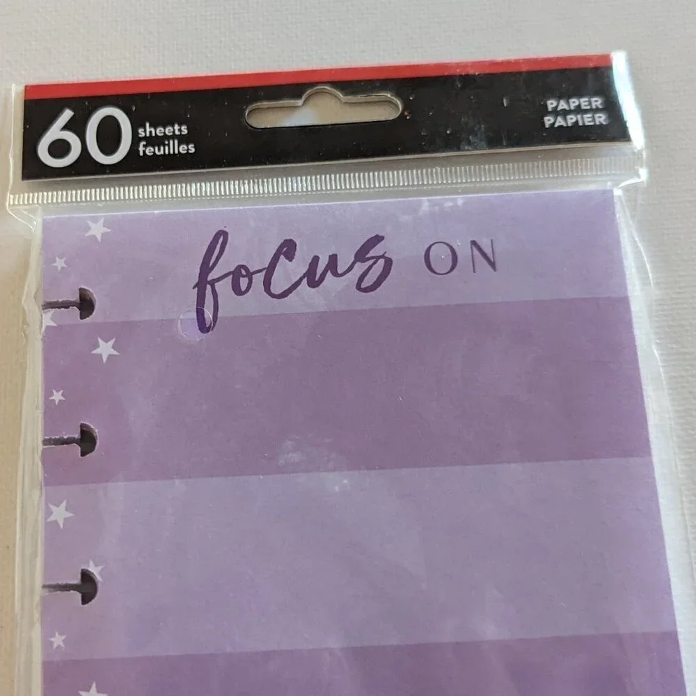 NWT Happy Planner Rong Rong Focus On 60 pgs Purple Half Sheet Paper Pack Fashion